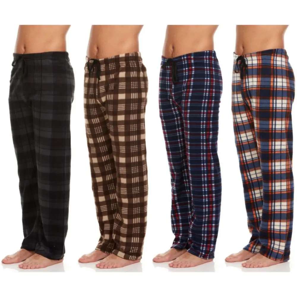 (4-Pack) Men's Micro Fleece Lounge Pajama Pants (4-Pack) Men's Micro Fleece Lounge Pajama Pants