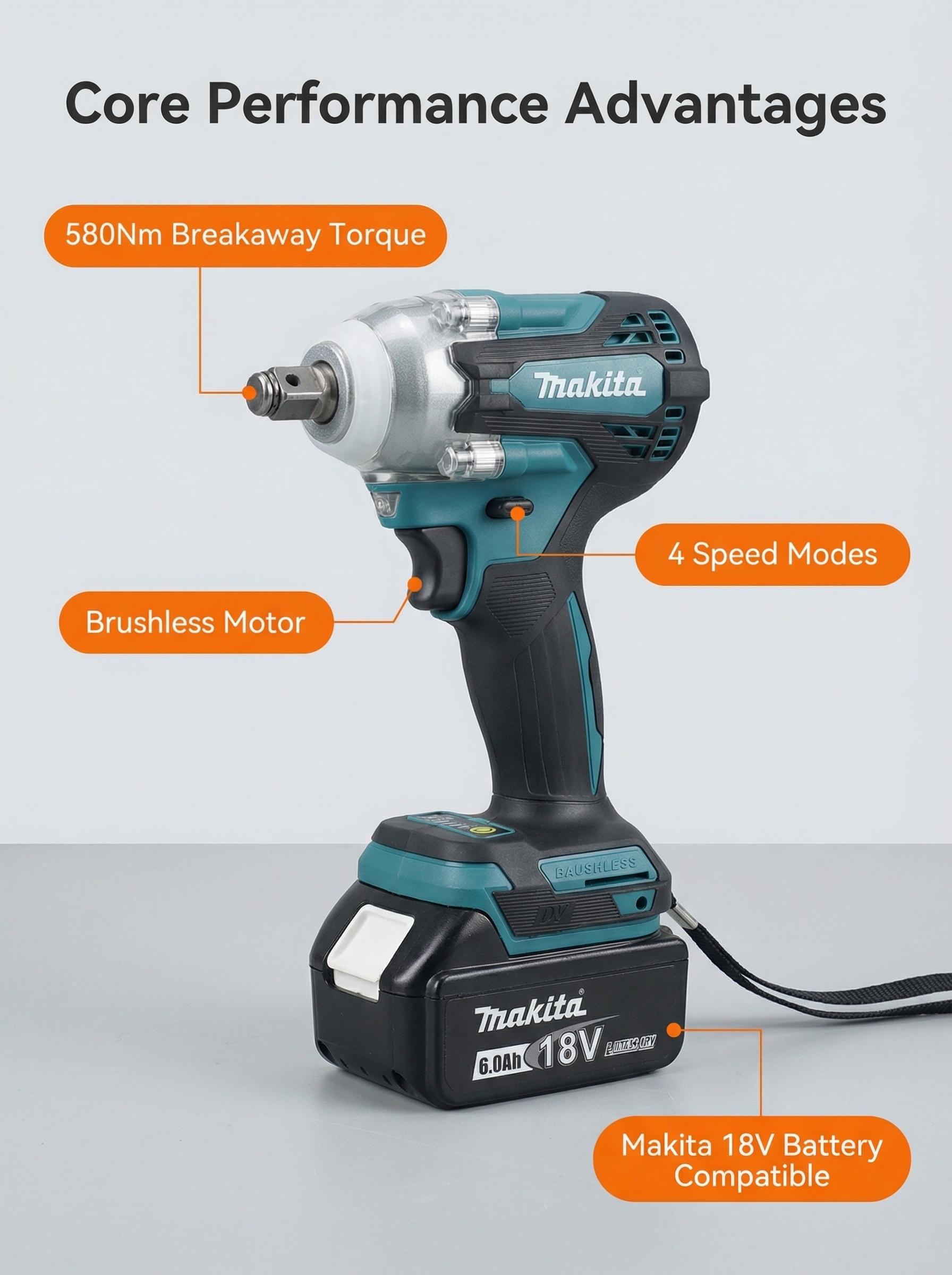 Makita DTW300 Brushless Impact Wrench For Automotive Repair With 18V Power And 330Nm Torque Output