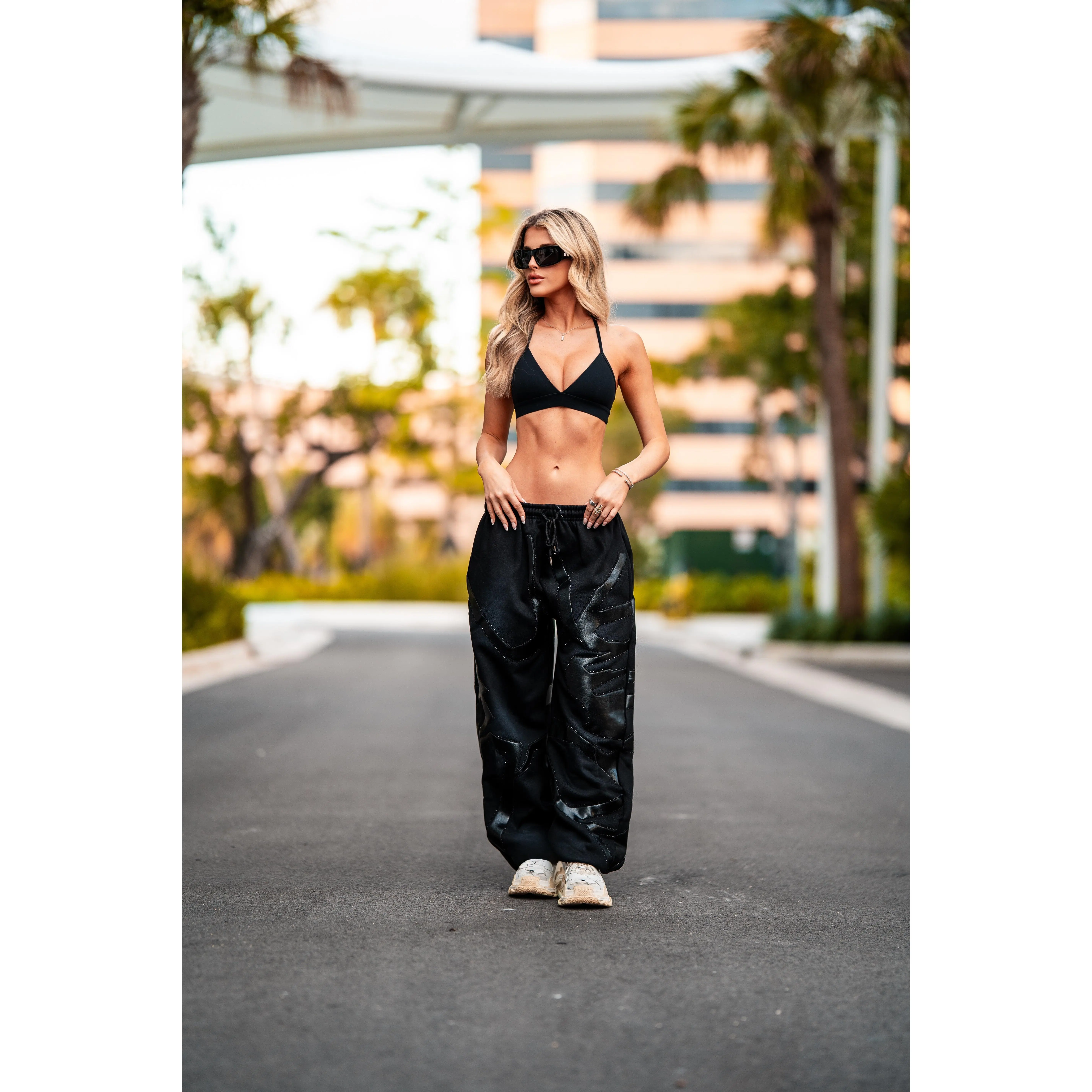 All Black Rhinestone Sweatpants