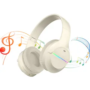 Kids Wireless Bluetooth Headphones Over Ear, 60h Play Time, Colorful LED Lights Comfort Over Ear Foldable Headset, Noise Cancelling Headphones with Microphones for Boy Girl Travel School