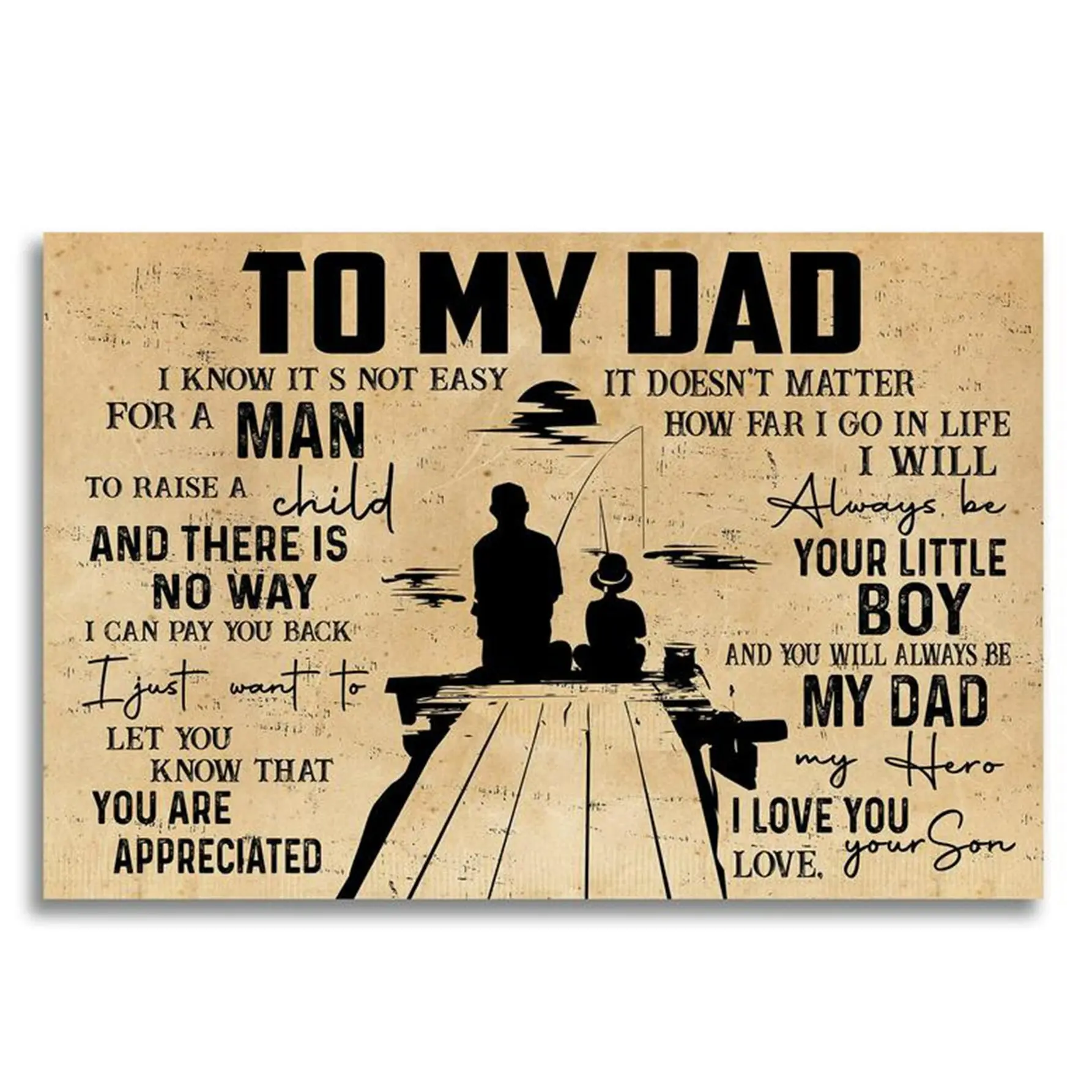 Fishing To My Dad Poster No Frame, Dad Fishing Poster, Dad Fishing Gift, Fathers Day Gift, Fishing Dad Gift Wall Decor(Note: Frame shown for display only) wall decor,Father's Day GiftA,wall decor,wall decor for men.