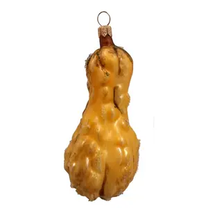 Pinnacle Peak Trading Yellow Squash Gourd Polish Mouth Blown Glass Christmas Ornament