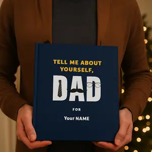Personalized Memory Book for Dad - Hard Cover Guided Journal with 100 Questions & Inspirational Quotes - Perfect Gift for Father's Day, Birthdays, or Christmas - Multilingual Edition Available in English, Russian, and Ukrainian