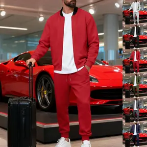 KZZ Men's Casual Outdoor Sports Set Long Sleeve Top & Pants Two-piece Spring Autumn Fashion Comfortable Stylish Design Fall Sporty Style Clothes Outfit Menswear christmas gifts for him Athletic Tracksuit men's sweatsuit set