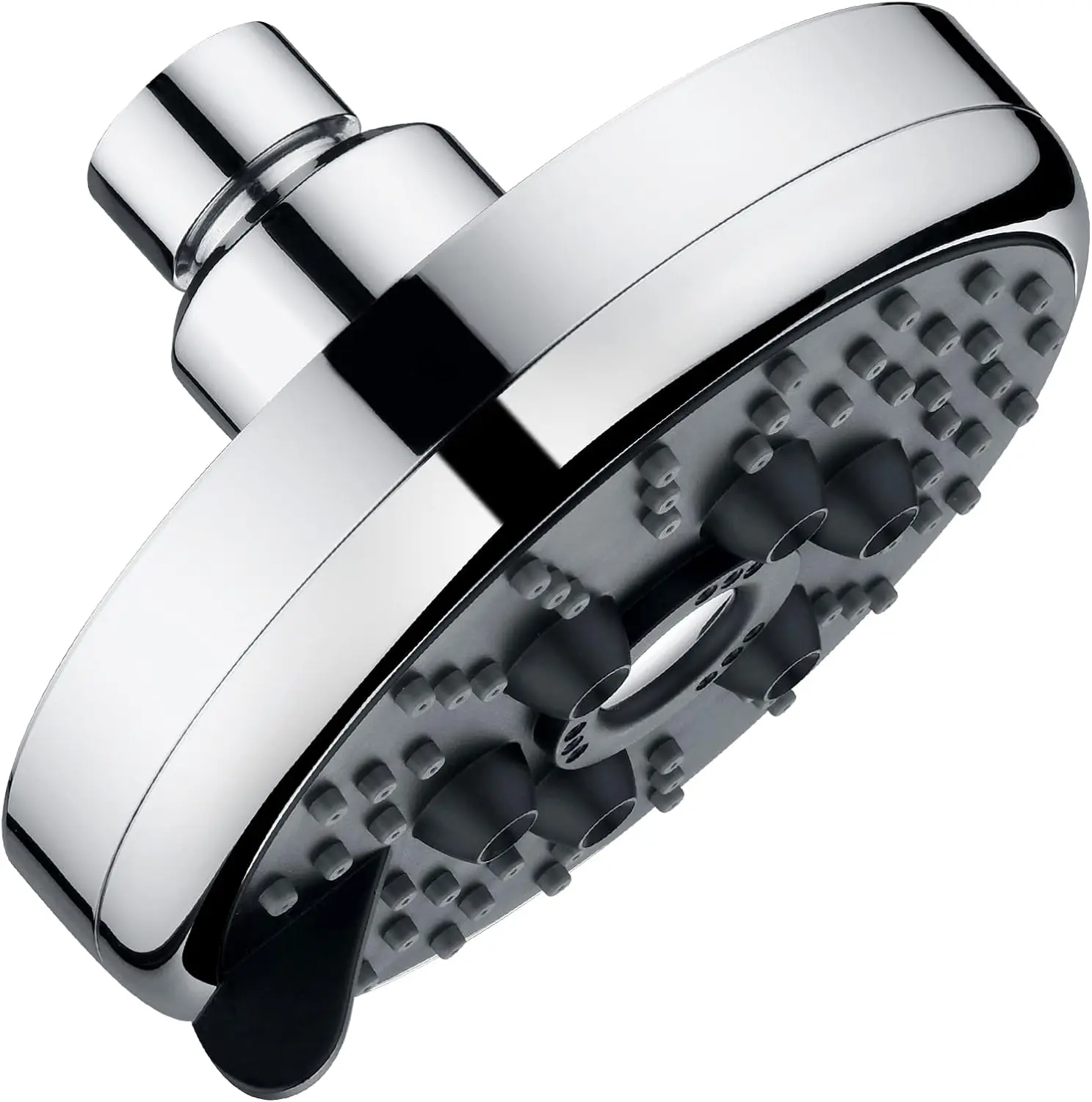 Bright Showers High Pressure Rain Shower Head, 3 Spray Settings, 4.6 Inches Rainfall, Adjustable Metal Swivel Ball
