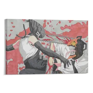 Hand Drawn Reze (Bomb Girl) Vs Denji (Chainsaw Man) from Chainsaw Man Movie Reze Arc Photo Paper Poster