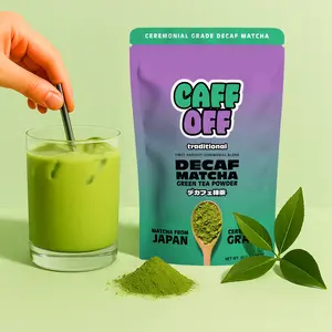 Caff Off Ceremonial Grade Decaf Matcha From Japanese for Caffeine-Sensitive Souls - Heavy Metals Tested, Shade-Grown & First Harvest Blend