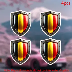 4pcs-Belgian Honor Shield – Symbol of Strength and Unity Sticker-car stickers for doors, windows, laptops, luggage, furniture and bumpers-durable adhesive vinyl material
