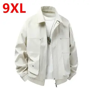 Men spring simple collar plus size workwear new trend loose casual solid color versatile jacket 145kg 9XL 8XL 7XL Coats Menswear