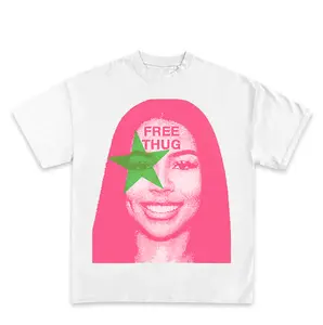 Free Thug Pink Star Green Tee