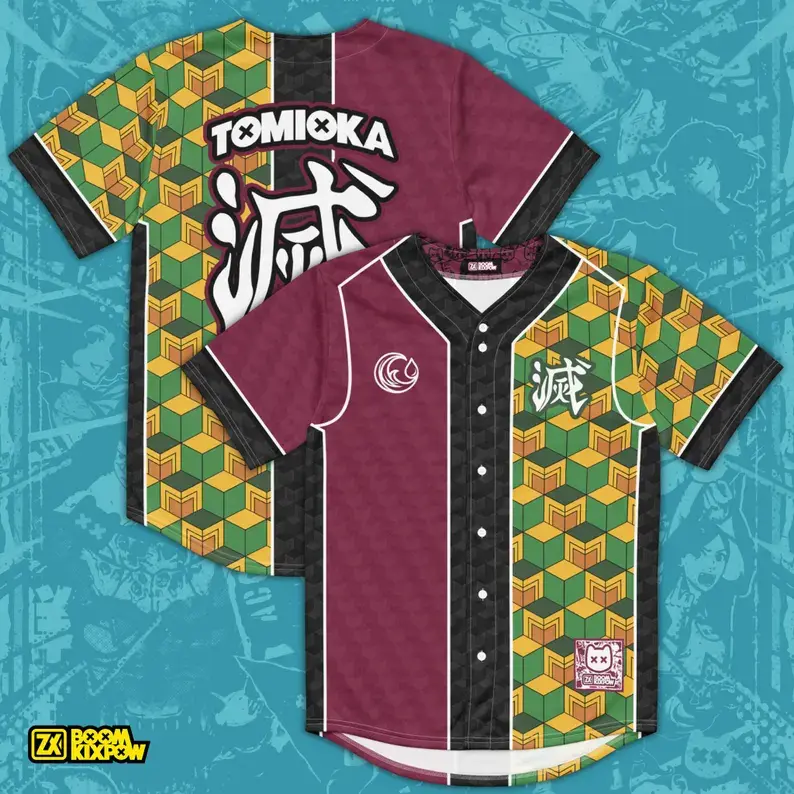 Giyu Tomioka Baseball Jersey, Demon Slayer baseball jersey, Demon Slayer Merch, Anime Merch Gift for fan