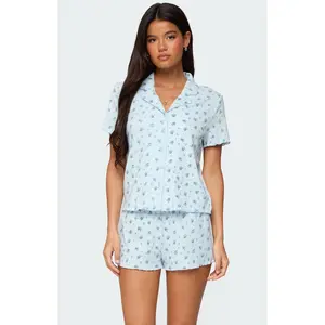 Edikted Women's Camden Floral Pointelle Button Up Shirt