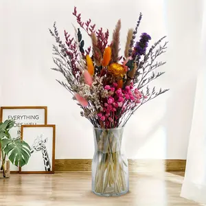 Artificial Dried Flower Set 35PCS Bunny Tail Grass Lavender Feather Mix Eternal Fake Flowers for Home Table Vase Decoration (NO Vase Included)