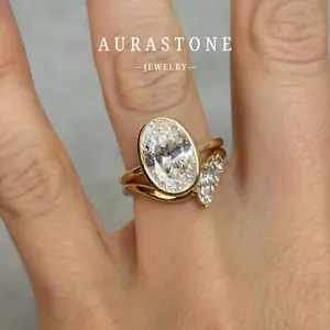 【#90 OV】S925 sterling silver bezel oval ring 5-carat lab-created gemstone vintage style women's engagement proposal ring