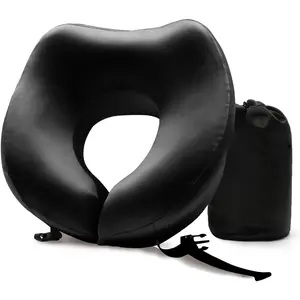 Mulberry Silk  Pillow for Traveling, Pure Memory  Travel Pillow for Airplanes, Travel  Pillow for Sleeping,  and  Support, Includes Storage Bag (Black)