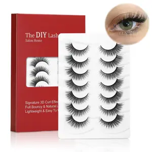 Perfectkey 5D09-Fluffy Faux Mink Lashes Natural Cat Eye Lashes Wispy Strip Eyelashes 3D C Curl Makeup Cosmetic Lash Extensions Eyelash Extensions Lash Extension Eyelashes Extensions Eyelash Extension Lash Extension