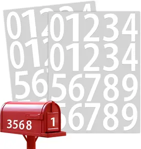 300 count Number Stickers, 2"  Vinyl Number Stickers, Consecutive Number 0-9 Labels Self-Adhesive Without  Left for Indoor and Outdoor (Each Number 30 count, White)