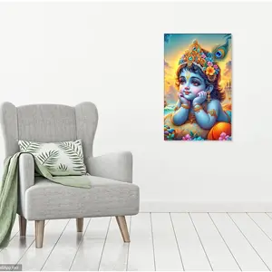 Divine Baby Krishna Premium Canvas Print