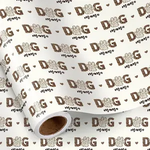 Mom Wrapping Paper Roll, Mini Roll, Leopard  Mama Paw Print   Wrap for Pet Lovers, Mother's Day, Birthday, Pet Owner Gifts, 17 Inches x 16.4