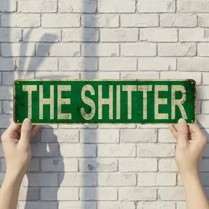 The Shitter - Vintage Style Street Sign - Aluminum Wall Art & Room Decor for Garage Bar Bedroom Farmhouse Home - 16" x 4" Rust Free Metal Poster