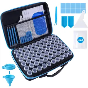Art Storage Containers 60 Slots  Painting Accessories and Tools Portable Bead Organizer Boxes for Adults(Blue)