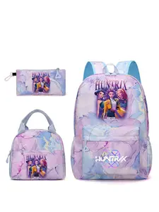 3pcs  KPOPN Witch Hunt Women's Backpack Cartoon Pattern Zipper Closure Fashionable and Versatile Casual Trend School Backpack Bookbag Suitable for Students, Campus, School, Work, Commute, Shopping Women's Backpack