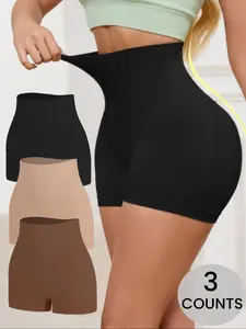 3-Pack Women's Seamless High-Waist Shaping Panties, Butt Lifting & Slimming Waist, Elastic Waistband, Casual Daily Wear