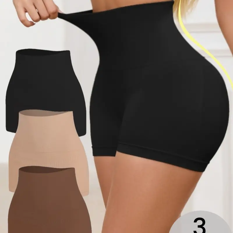 1/2/3 Pack Women's Seamless High-Waist Shaping Panties, Butt Lifting & Slimming Waist, Elastic Waistband, High Waisted, Casual Daily Wear