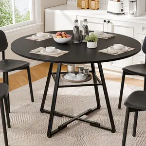 Round Dining Table for 4, Kitchen Dining Room Circle Dinner Pedestal Table, Space Saving Farmhouse Wood Round Kitchen Table, for Kitchen, Living Room