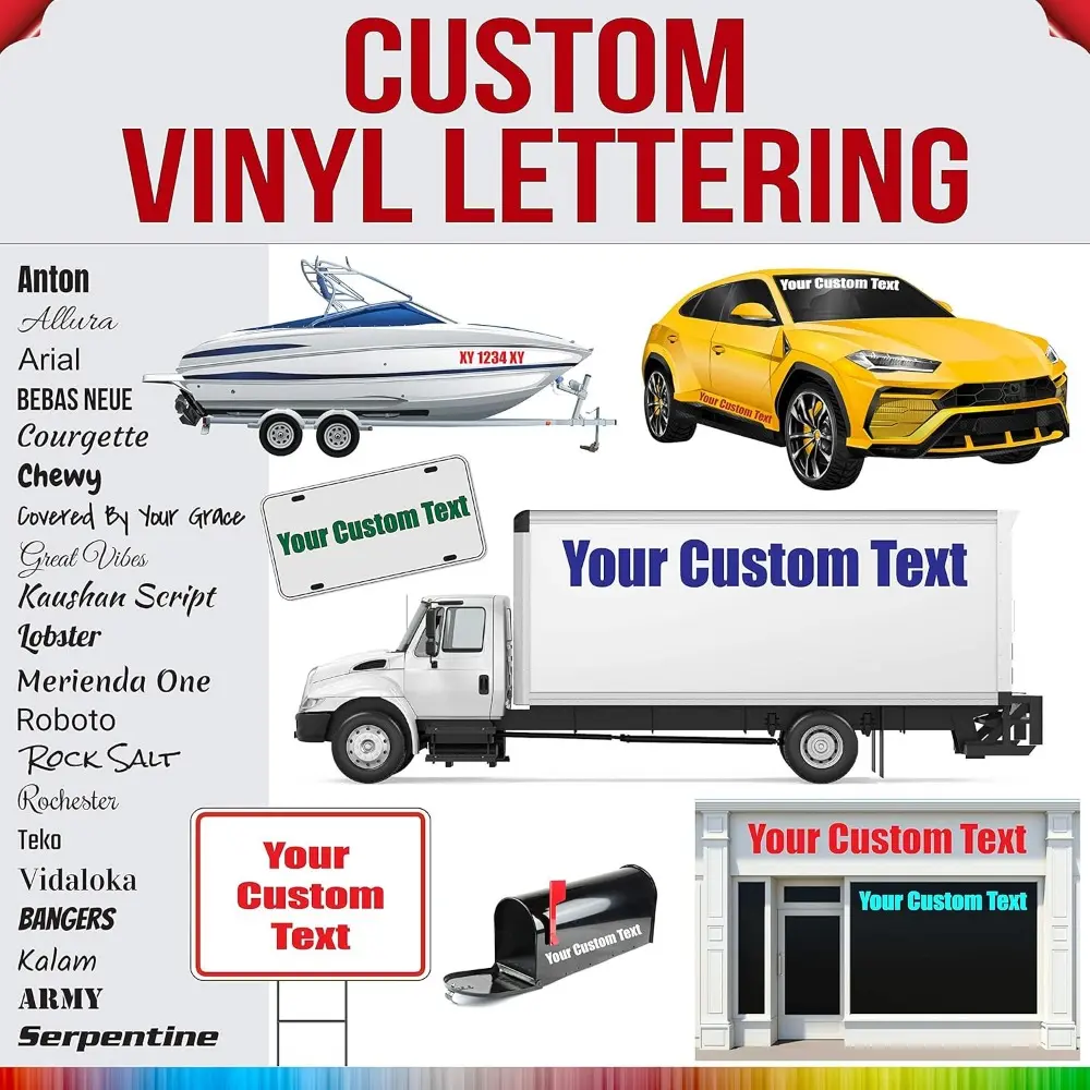 Custom Vinyl Lettering Decal Sticker - Design Your Own with Arial, Kaushan Script, Merienda & Unlimited Fonts, 35 Gloss & Matte Options - Car Exterior Decor for Auto, Boat
