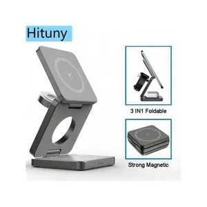 Wireless Charger 3 In 1 Foldable Magnetic Wireless Charging Station For IPhone 15 14 13 12 Pro Max 8 9 Charger Cellphone Travel Charger