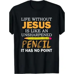 Life Without Jesus Is Not Funny Christian Faith Quote Women'S T-Shirt with Religious Humor Design for Spring/Summer, Machine Washable, Ideal for Church Events, Daily Wear, Casual Outings, Fun and Faithful Apparel for Believers