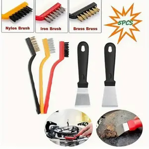 Pack Of 5, Stove Scrubber Brush Pot Rust Brush Set/Deep Clean Brush Kit/Gas Stove Smoke Machine Tool Cleanser Kitchen Scrub Brushes Grill Brush