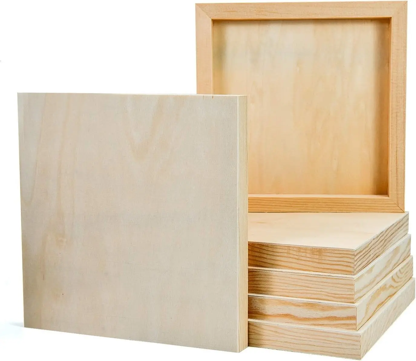 Unfinished Wooden Cradle Frame Panel Boards - 6 Pcs, 8x8 in, Panel-Mount Home & Art Craft Supplies