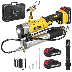 Saker Electric Grease Gun,5.3 oz/min Cordless Grease Gun Kit with 2 Batteries,2-in-1 Design Effortless for Farmers,Equipment Operators and Owners,10,000 PSI Battery Powered Greases Gun