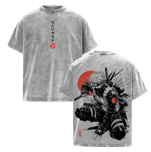 Kakashi Hatake T-Shirt, Naruto Anime Vintage Washed Tee, Sharingan Ninja Graphic Shirt, Oversized Japanese Streetwear, Dark Aesthetic Manga Top, Unisex Casual Anime Fashio