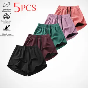 Pack of 5 Women’s Breathable Athletic Shorts for Summer Running, Fitness, and Yoga