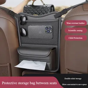 Car Seat Middle Storage Bag Multi-Functional Central Control Organizer with Wear-Resistant Leather & Child Protection Double-Sided Storage in car charger valve tool gifts for country bf small pouch holder tireshredder men woman kid system vio  foa  329s