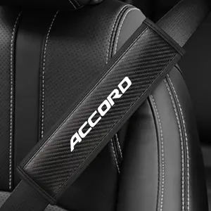 Honda Accord Seat Belt Shoulder Cover, PU Leather & Carbon Fiber Stripes, Enhances Driving Comfort, Available in 1pc/2pcs, Car Interior Accessory