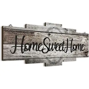 Jetec Home Sweet Home Sign, Rustic Wood Room Wall Decor, Farmhouse Plaque Wall Hanging Wooden Sign for Bedroom, Living Room, Wedding Decor(Gray)