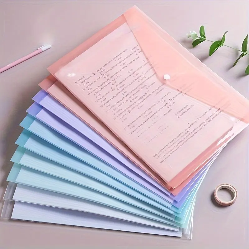10pcs A4 Transparent Plastic File Folders, Waterproof PP Document Storage Bags, Sorting File Storage, Files Organizer, Paper Organizers, Document Holder, Documents Organizer - For Student Test Papers & Office Organization, Office Supplies