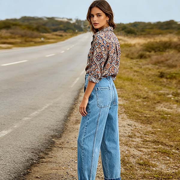 Vintage High Waist Baggy Jeans | Casual Relaxed Fit Cropped Denim Pants for Women, Perfect for Daily & Street Style