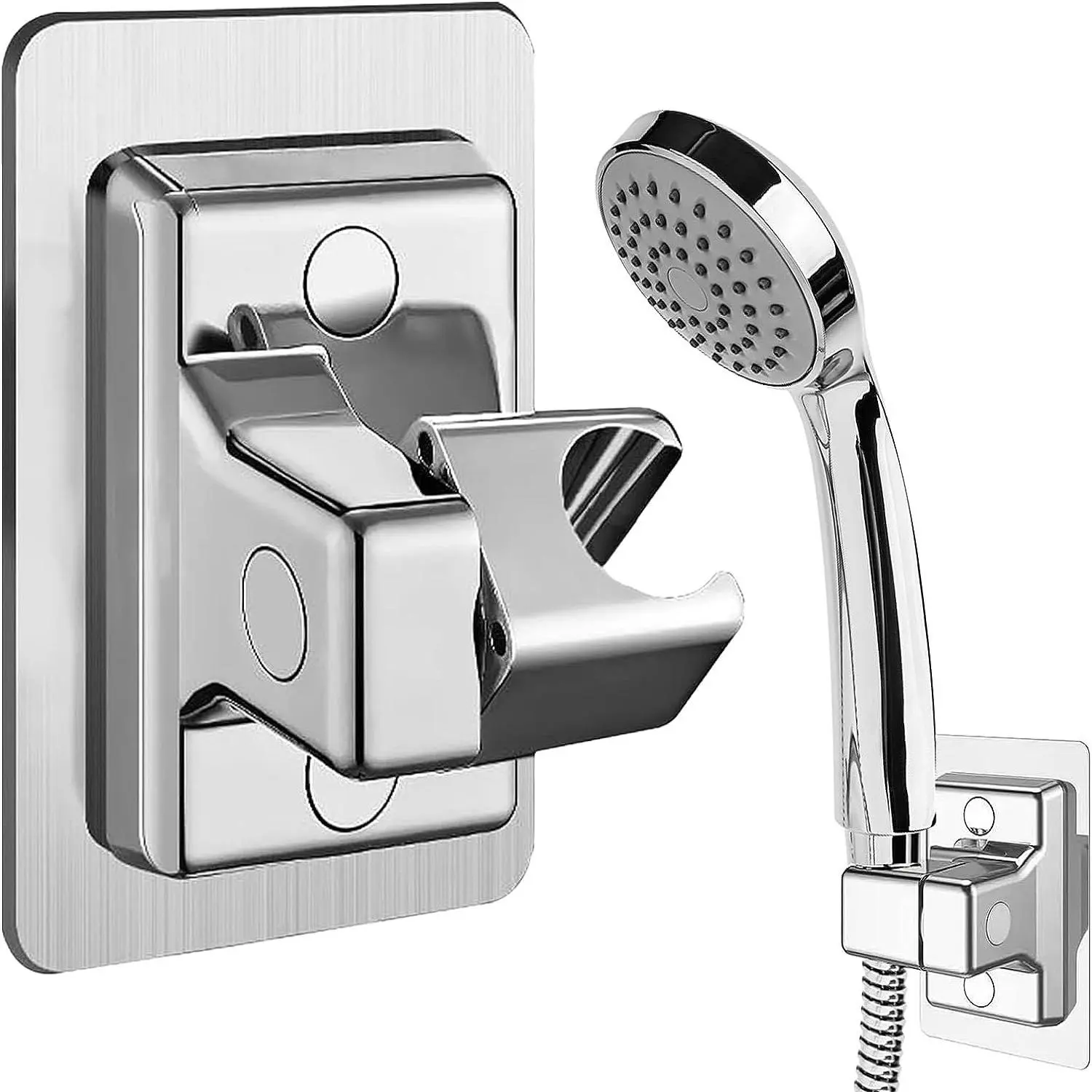 Wall Mounted Adhesive Shower Head Holder, 1 Count Strong Adhesive Waterproof Handheld Shower Holder, Handheld Showerhead Adjustable Shower Wand Holder for RV Shower Kids Shower Bathroom Shower Waterproof Shower Accessory