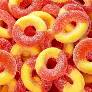 Peach Rings Gummy Candy 1-Pound Bag | Classic Sweet and Sour Candy | Soft Peach Gummies for Snacking, Dessert Topping & Buffet Tables | Chewy Gummy Rings