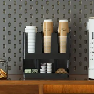 6 Compartment Paper Cup Dispenser Organizer, Multifunctional Cup Holder Desktop Organizer, Disposable Cup Sorting Storage Rack for Coffee Station, Kitchen, Office, Water Bar and Countertop Use, Space Saving Cup Storage Holder