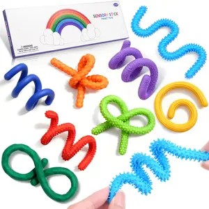 8Pack Fidget Toys Silicone Sensory Sticks Play for ADHD Autism Autistic Quiet Classroom Prize Silent Airplane Travel Car Toy Anxiety Stress Relief for Adults Christmas Stocking Stuffers Gift for Kids