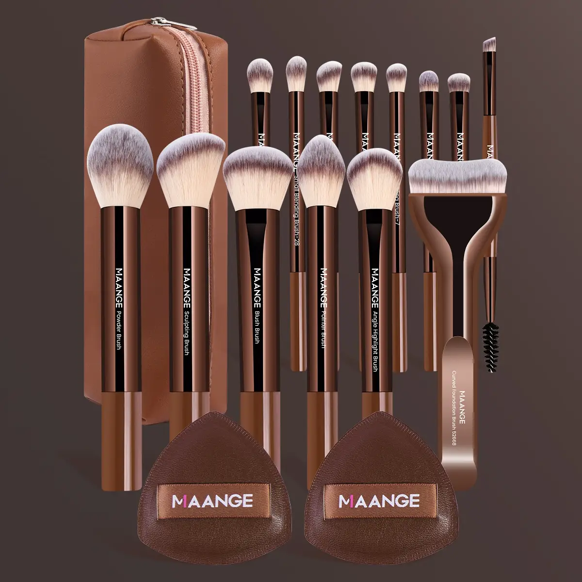 Professional Makeup Brush Set, Metal Frame, Multiple Brushes Including Eyeshadow, Blush, Foundation, Perfect for Women & Girls