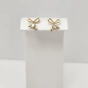 14k Gold Laminated Bow Earrings