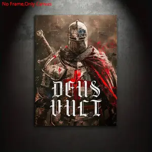 1 Piece/Set Frameless Canvas Painting Print Poster,Classic Dark Medieval Religious Art,Crusader Chronicles Warriors of the Cross,Perfect Gift for History Military Lovers,Ideal Gift for Bedroom,Office,Living Room,Kitchen,Dorm Hallway,Mural,Wall Decoration