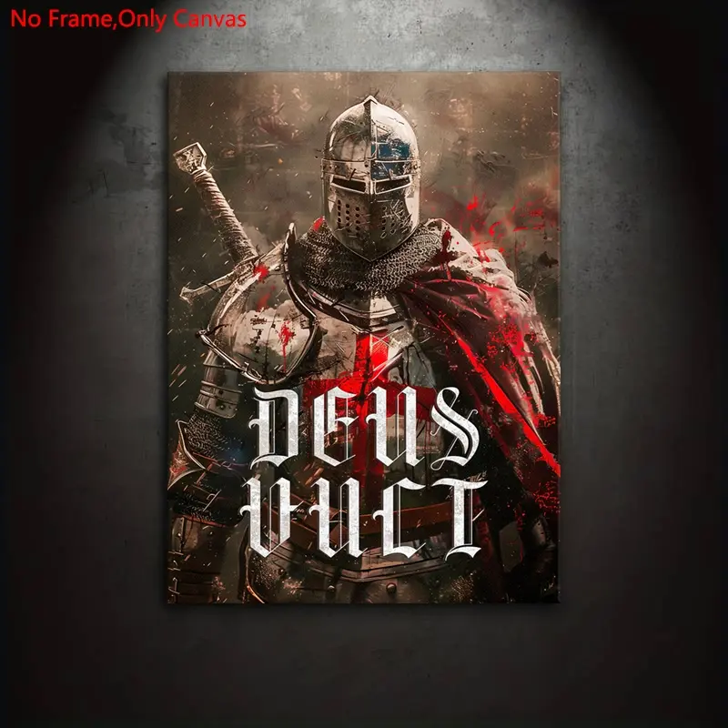 1 Piece/Set Frameless Canvas Painting Print Poster,Classic Dark Medieval Religious Art,Crusader Chronicles Warriors of the Cross,Perfect Gift for History Military Lovers,Ideal Gift for Bedroom,Office,Living Room,Kitchen,Dorm Hallway,Mural,Wall Decoration
